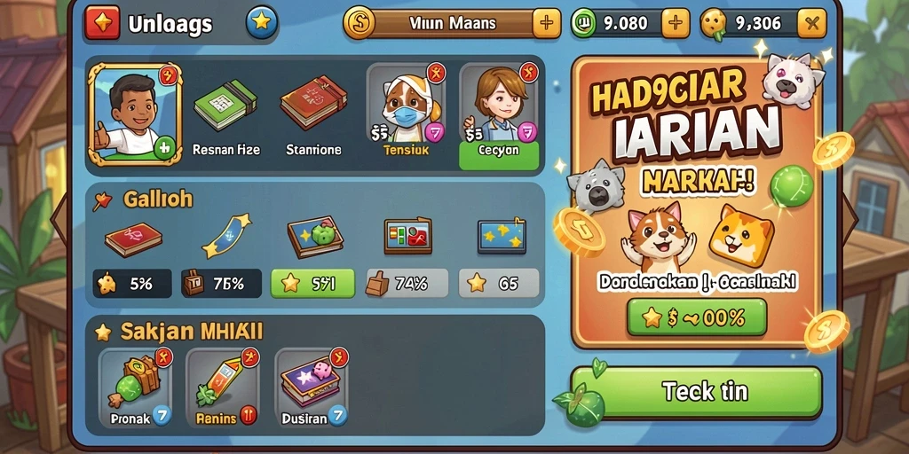 Tampilan awal permainan yang menarik dan mudah dinavigasi.